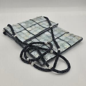 Sea Cove by Mad Style Mother of Pearl Mosaic Tile Crossbody Beaded Evening Bag